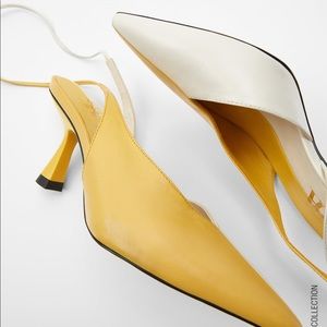 zara heeled leather mules with tie